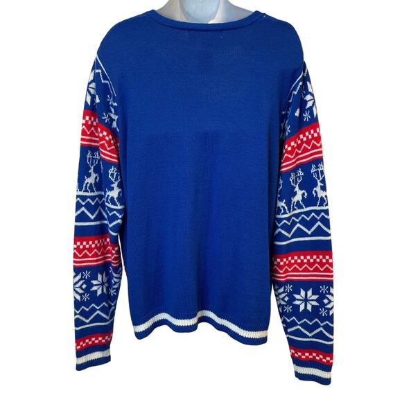 Jolly Sweaters Dad-Core V-Neck Faux Cardigan Ugly Christmas Sweater Size 2XL - Picture 2 of 5